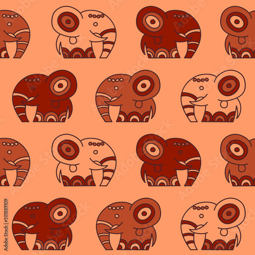 Seamless vector tribal ornament with elephants