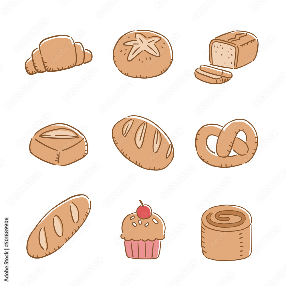 set of line drawn illustration bakery set of line drawn illustration bakery