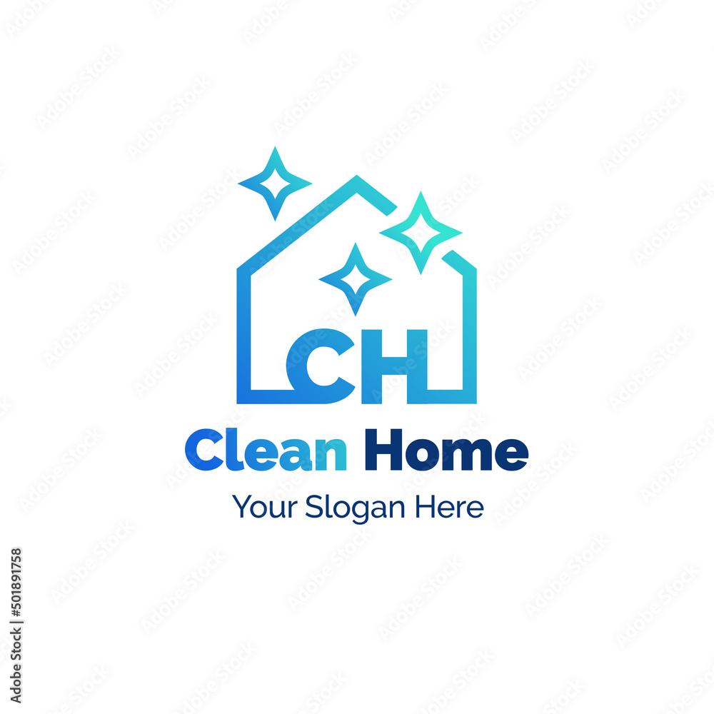 Minimal Simple Shiny Fresh Clean Home Services Business Company Logo Design. Line Art Style Cleaning House Premium Vector.