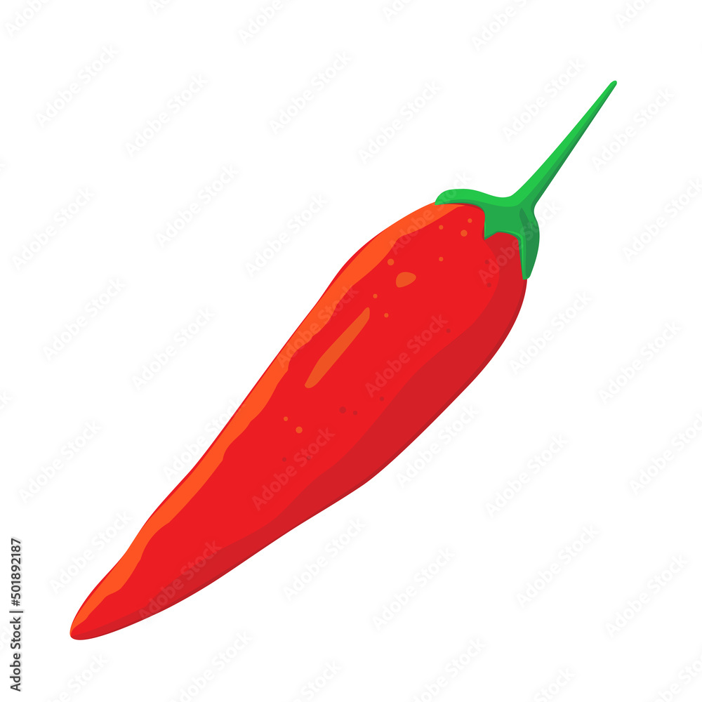 Red chili pepper isolated on white background. Vector illustration of vegetable. Red chili pepper isolated on white background. Vector illustration of vegetable.