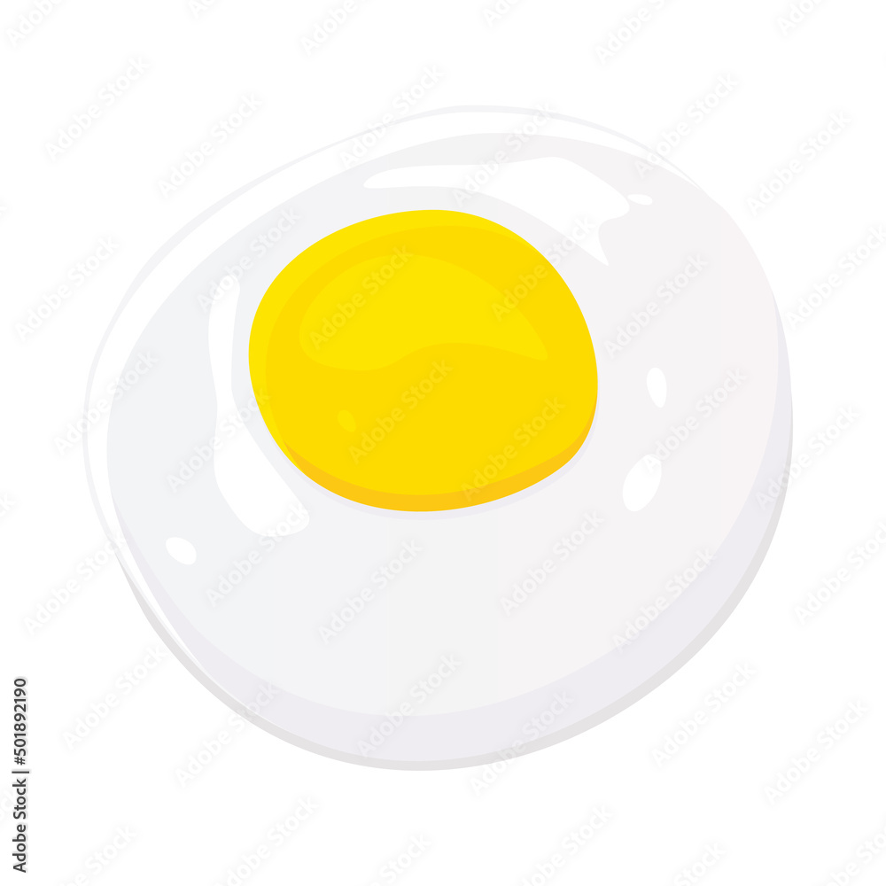 Fried egg isolated on white background. Vector illustration of food concept. Fried egg isolated on white background. Vector illustration of food concept.