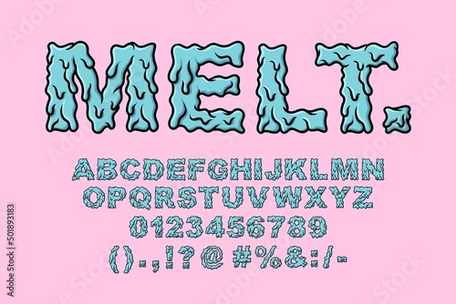 Set Slime Alphabet Melt Grime Typography Set concept Cartoon Icon Vector