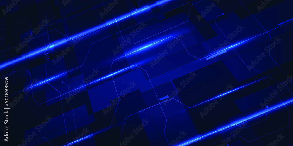 Vector illustrations of abstract blue futuristic technology with various rectangle geometric patterns.Future tech design concepts. 