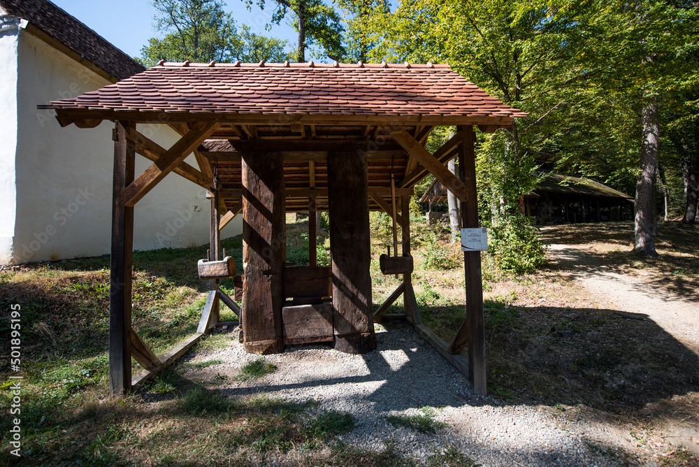 The medieval press for squeezing grapes, fruits or oilseeds 1