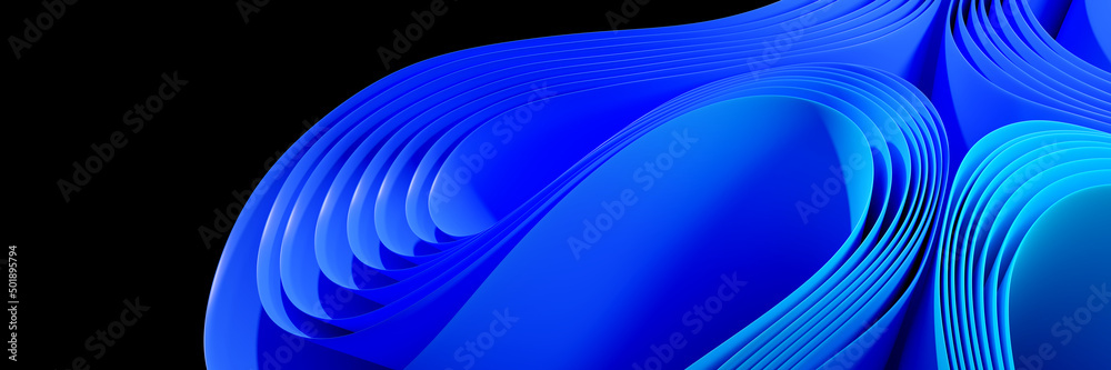 Obraz premium abstract background with blue and turquoise curves isolated on black