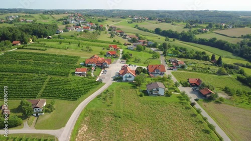 Aerial panaromic view of houses settlement, settlement near Moravske toplice, Slovenia photo
