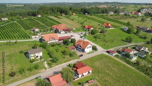 panoramic drone view of the settlement in moravci. House settlement in Moravci photo