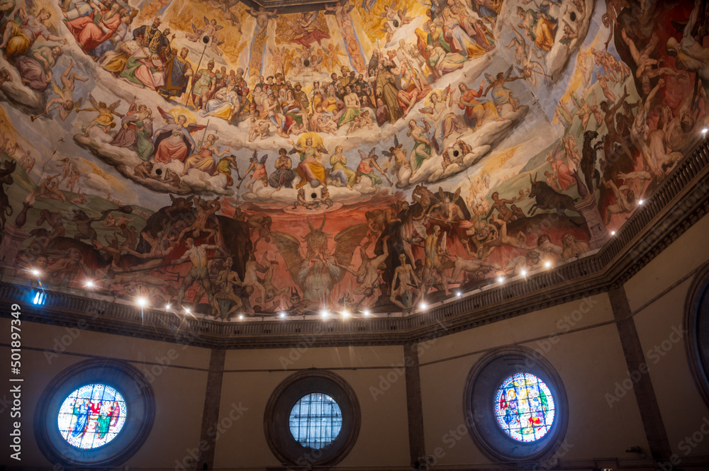 Paintings inside the dome of the cathedral