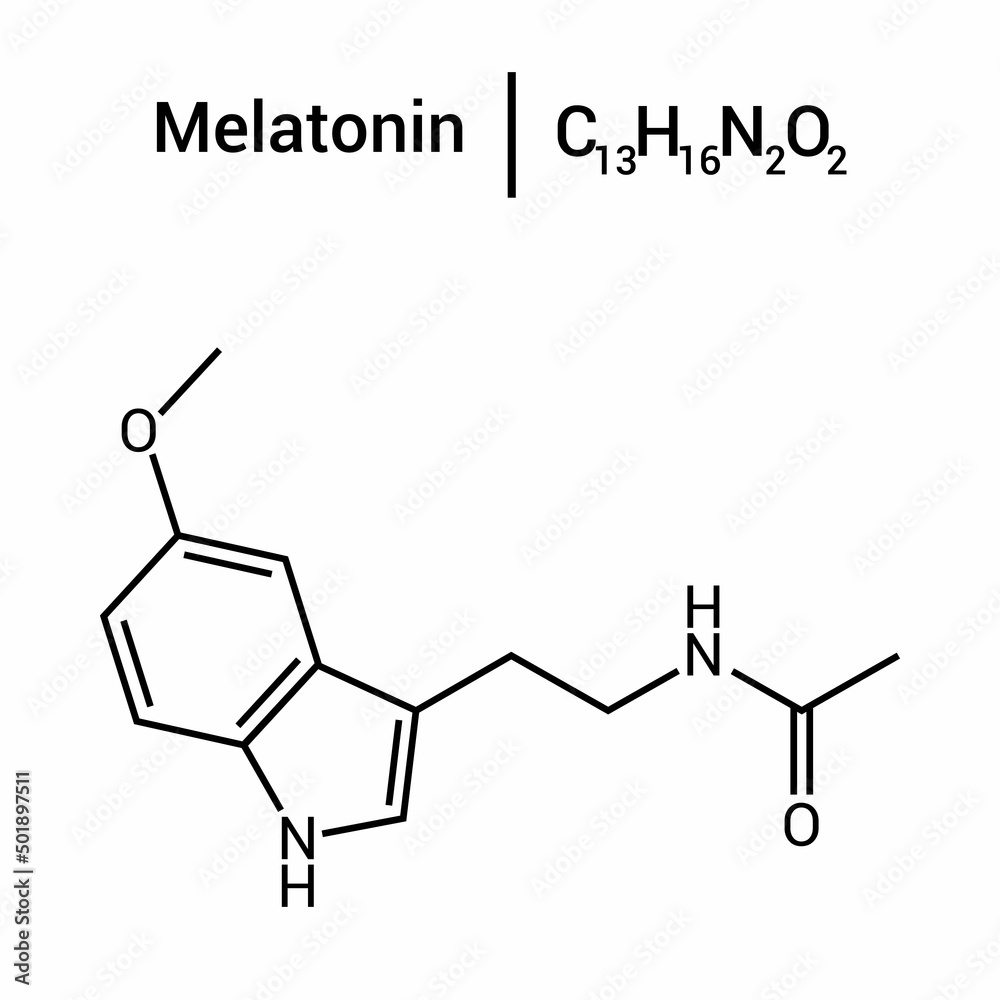 chemical structure of Melatonin (C13H16N2O2)