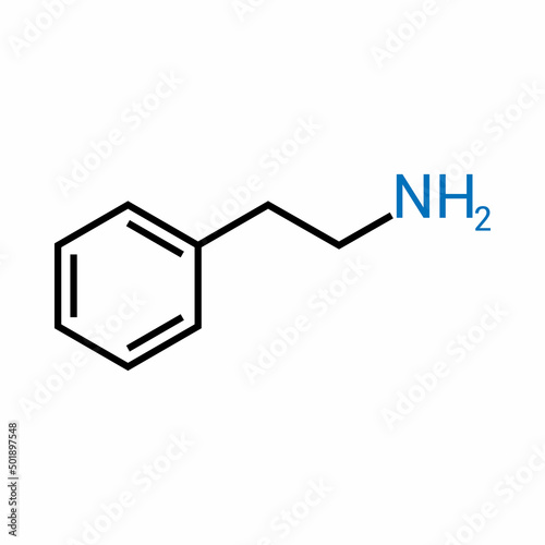 chemical structure of Phenelethylamine (C8H11N)