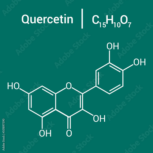 chemical structure of Quercetin (C15H10O7)