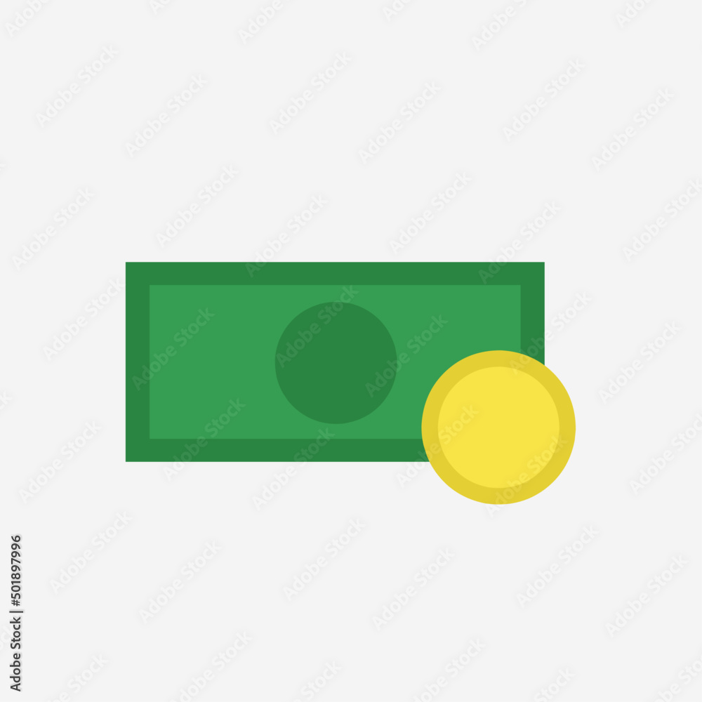 banknote and coin icon vector illustration banknote and coin icon vector illustration