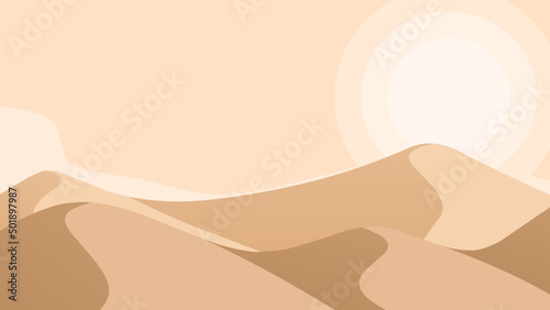 sand dune landscape illustration with blazing sun