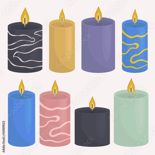 colored cozy scented candles