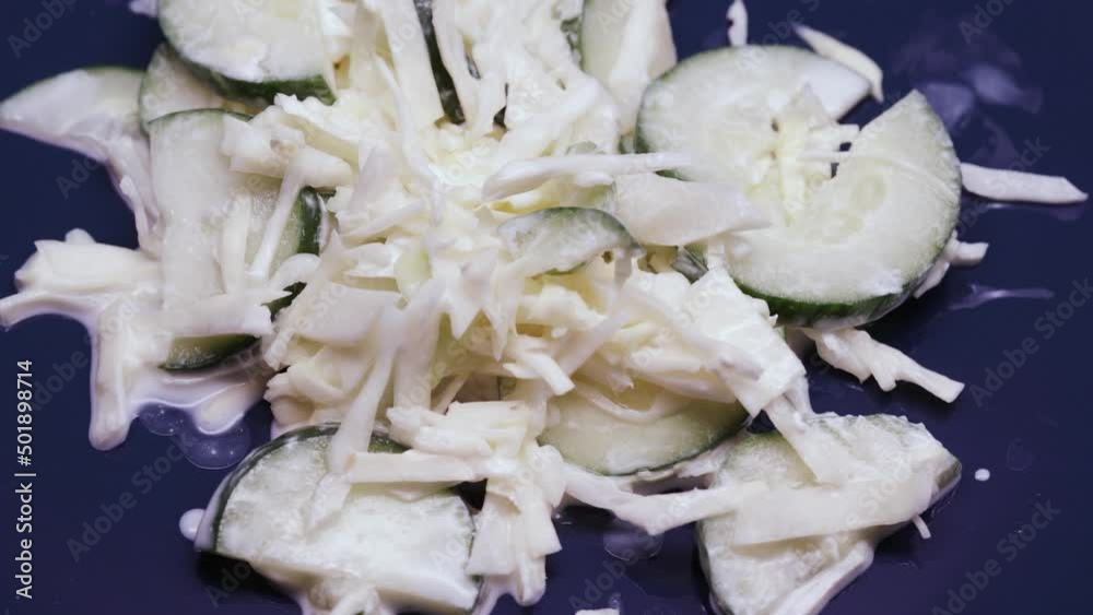 Cucumber salad with cabbage in sour cream Cucumber salad with cabbage in sour cream