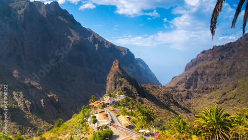 Obraz na płótnie Masca Valley in Tenerife Island, vacation postcard landscape. w salonie