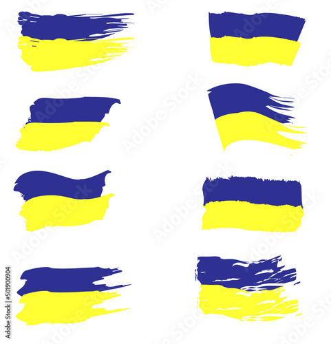 set of icons with ukrainian flag