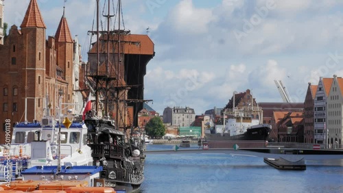 St. Mary's Gate (Brama Mariacka) And Crane Gate (Brama Żuraw) Along The Motlawa River In Gdansk, Poland. - static