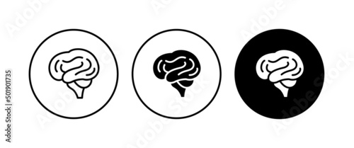 Human brain medical vector icon logo, sign, editable stroke illustration isolated on white background