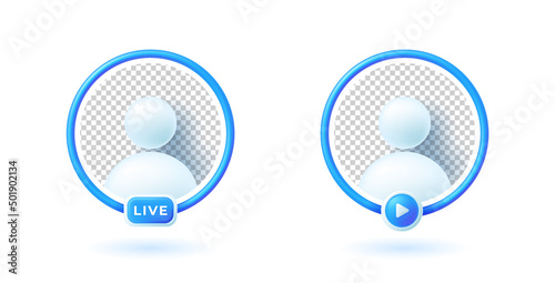 Social media live streaming video avatar user blue frame