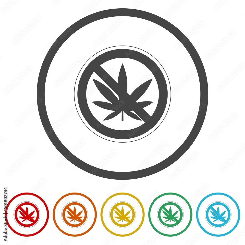 No marijuana sign. Set icons colorful No marijuana sign. Set icons colorful
