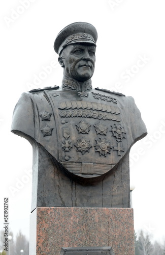 Monument to Soviet Marshal Georgy Zhukov at the memorial complex 