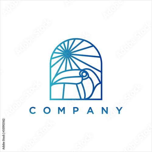 Line toucan logo illustration design