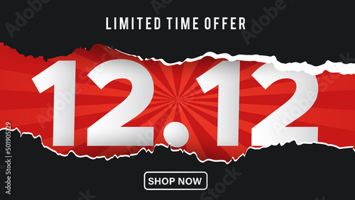 12.12 Shopping day sale poster or flyer design. 12.12 Crazy sales online. EPS 10