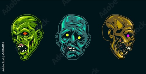 zombie face horror illustration