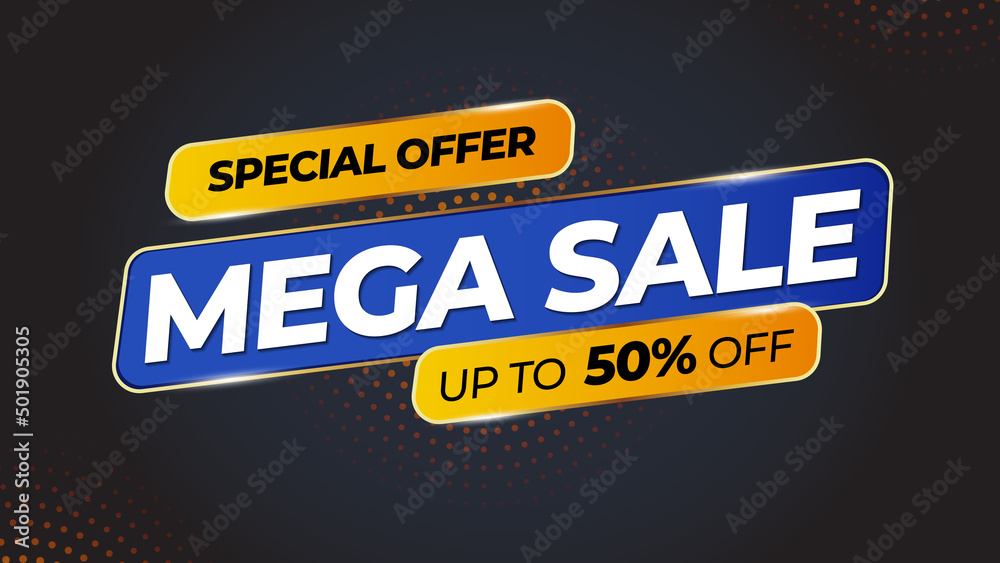 Sale banner template design, Mega sale special offer. 