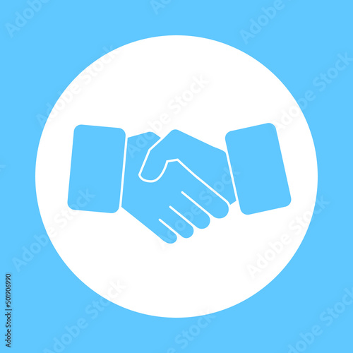 handshake and agreement icon blue on white background
