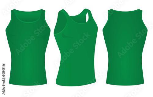 Green sleeveless t shirt. vector illustration