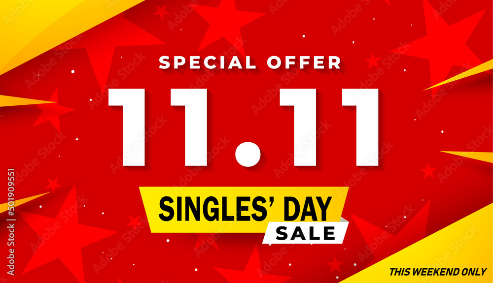 11.11 Shopping festival, Speech marketing banner design on red background. Vector illustration 11.11 Shopping festival, Speech marketing banner design on red background. Vector illustration