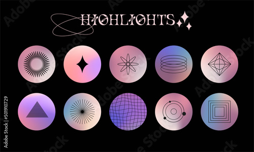 Set of vector icons for your business, scrapbooking, bullet journalling, instagram story buttons. Vector set design templates icons and emblems - social media story highlight.