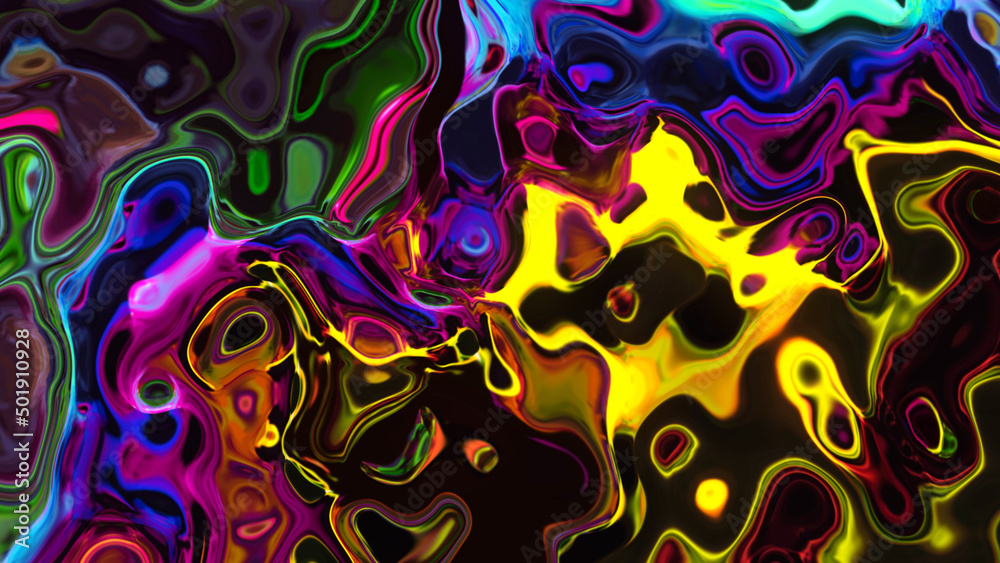 3d Render modern colorful flow background. Multicolor Liquid Wave. Abstract design