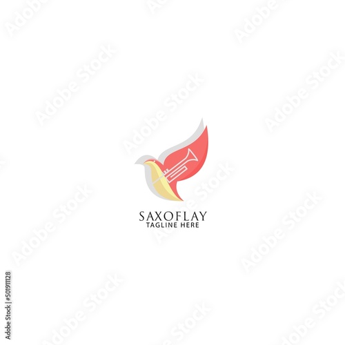 saxophone and bird minimalist vector suitable for business logos and business brands