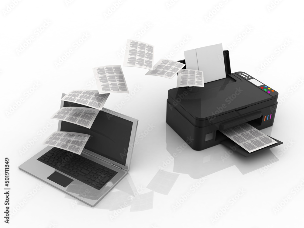 3d illustration document sharing laptop to Generic inkjet printer CMYK cartridges
3d illustration document sharing laptop to Generic inkjet printer CMYK cartridges