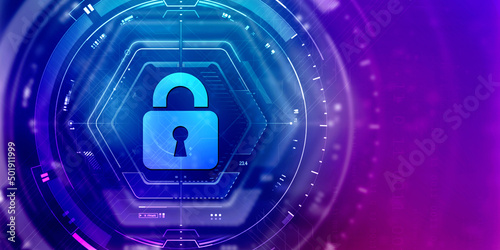 Valokuva 2d illustration Safety concept: Closed Padlock on digital background