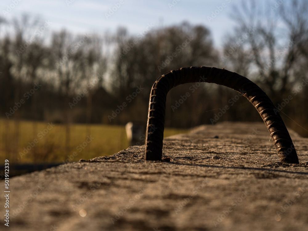 Fototapeta premium rebar on road block