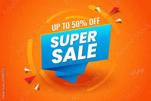 Sale banner template design, Super sale special offer. 