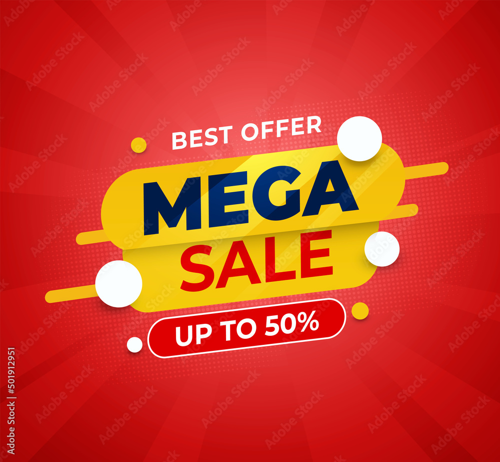 Sale banner template design, Mega sale special offer. 