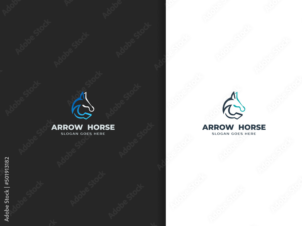Abstract and logo arrow style horse logo design