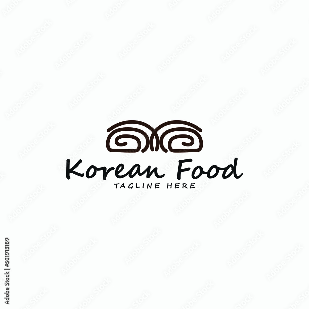 outline bread Korean Food logo icon vector design template. Simple ...
