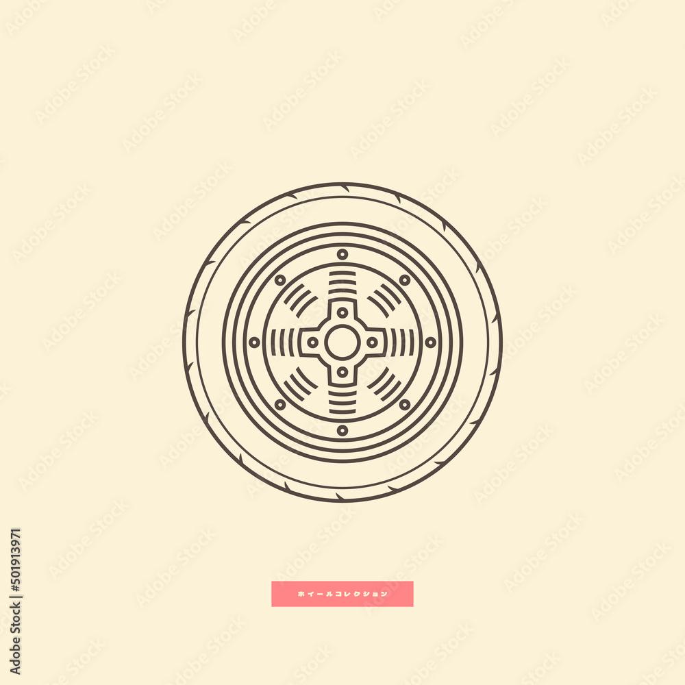 Old school japan style wheel icon. Vector illustration Old school japan style wheel icon. Vector illustration