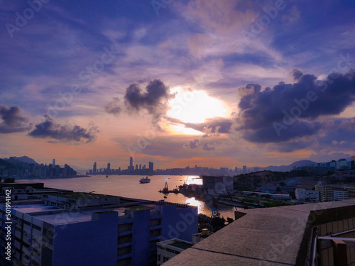 sunset in the city