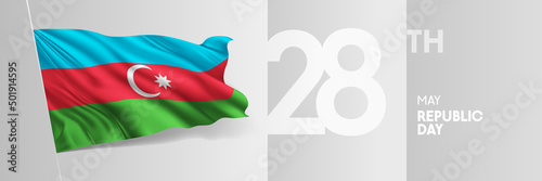 Azerbaijan happy republic day greeting card, banner vector illustration