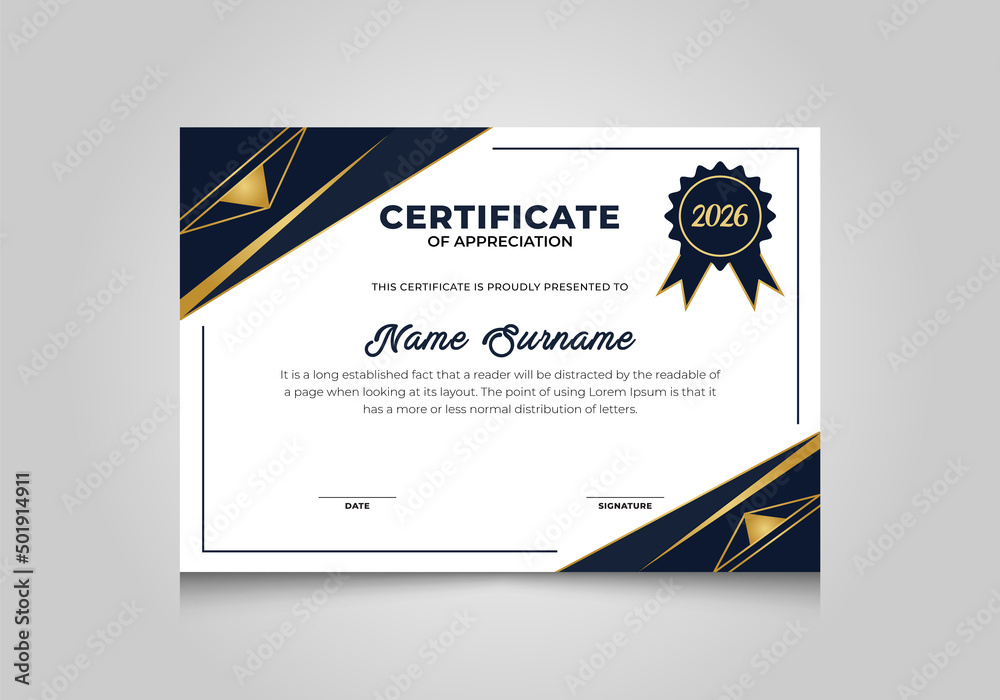 Fototapeta premium Gold and blue luxury certificate template.
