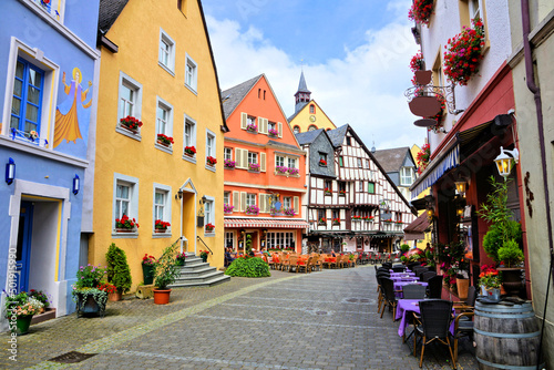 Colorful picturesque street in the Old Town of Bernkastel Kues, Germany