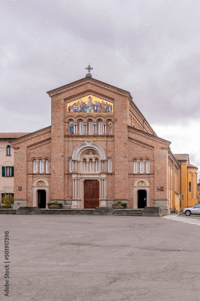The facade of the Church of Santa Maria Addolorata in the historic center of Bardi, Parma, Italy The facade of the Church of Santa Maria Addolorata in the historic center of Bardi, Parma, Italy