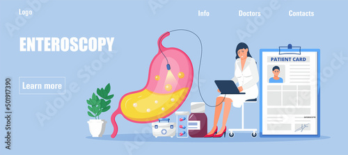 Gastrornterologist concept vector for medicine blog, website. Stomach cancer, ctomach pain illustrotion.